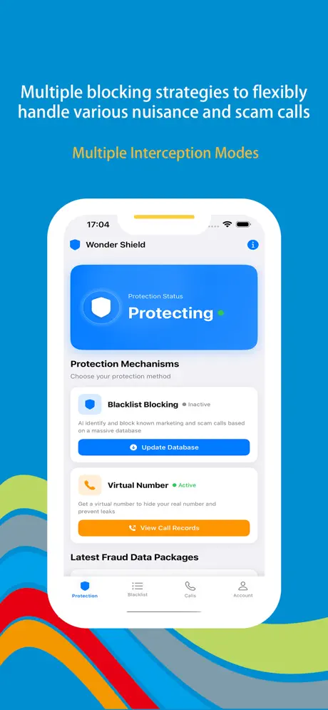 Wonder Shield iOS app screenshot - Scam Shield call blocker and spam protection app