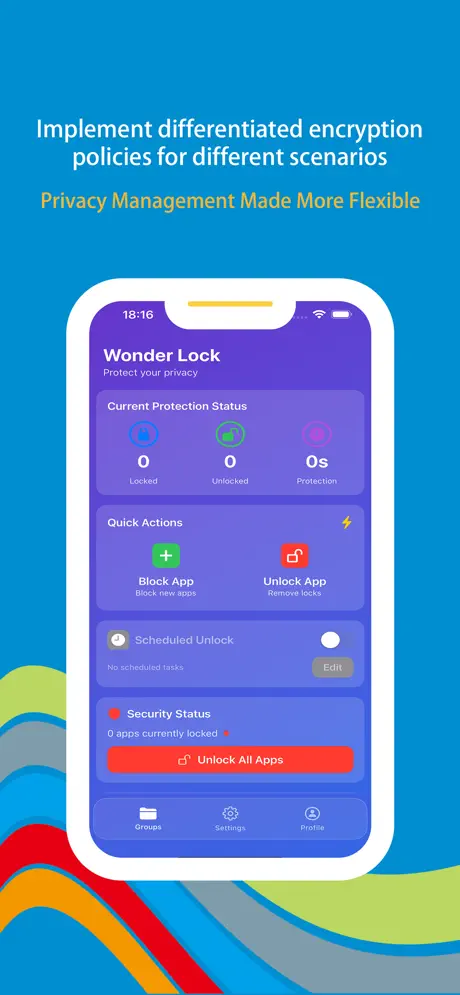 Wonder Lock iOS app screenshot - Smart app lock and security tool
