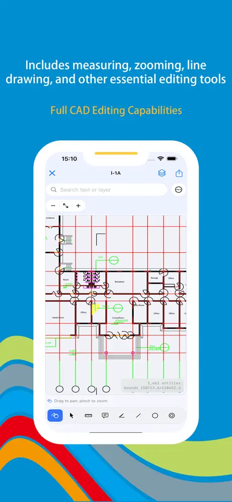 Wonder CAD screenshot 2 - CAD drawing viewer with zoom, pan, and measurement tools