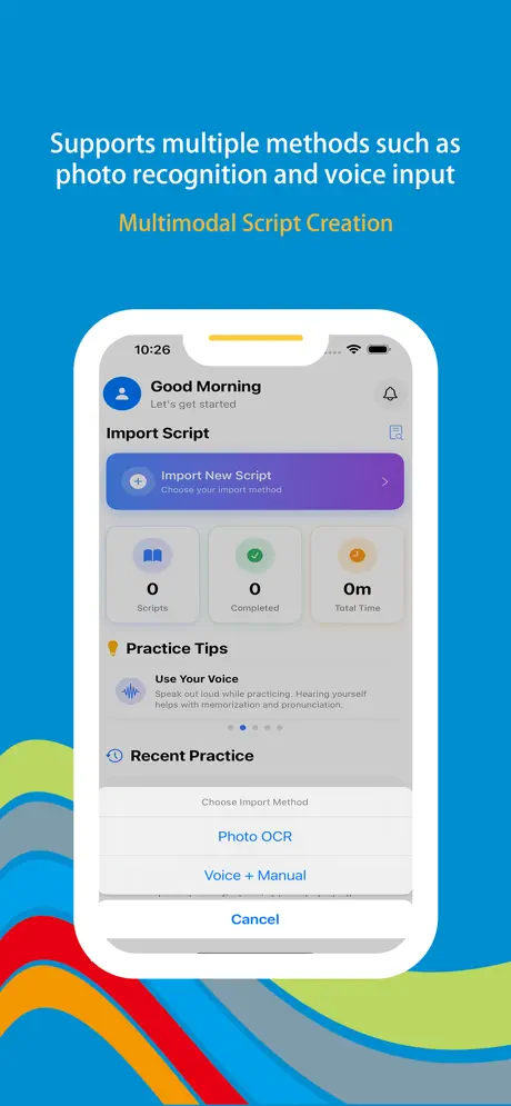 Wonder Script iOS app screenshot - Smart dialogue training tool for actors