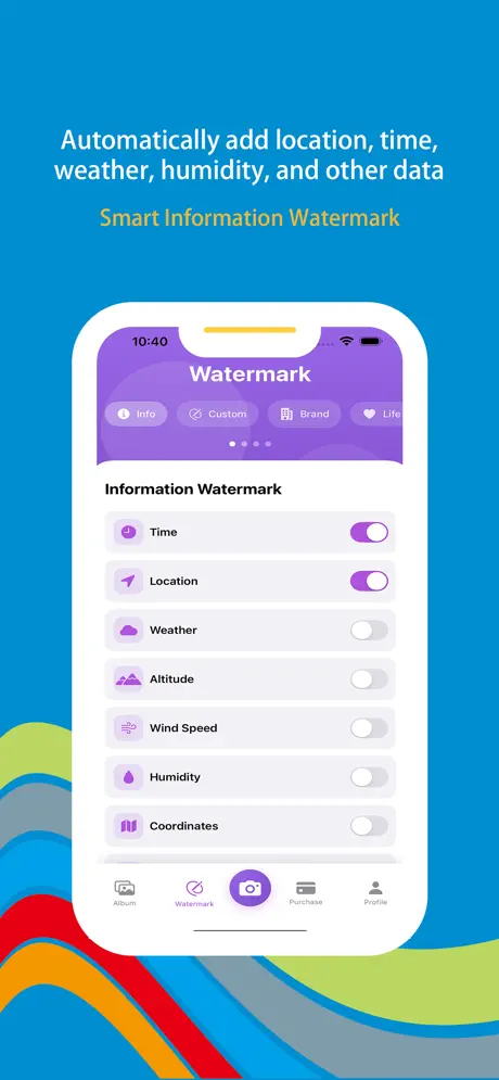 Wonder Stamp screenshot 3 - Environmental data watermark with location, date, and time stamps