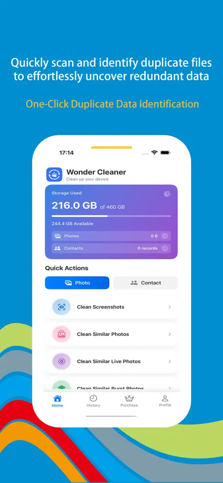 Wonder Cleaner iOS app screenshot - Phone cleaner and storage optimization tool