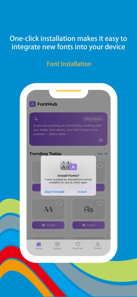 Wonder Font iOS app screenshot - Personal Font Designer with thousands of exquisite fonts and text customization