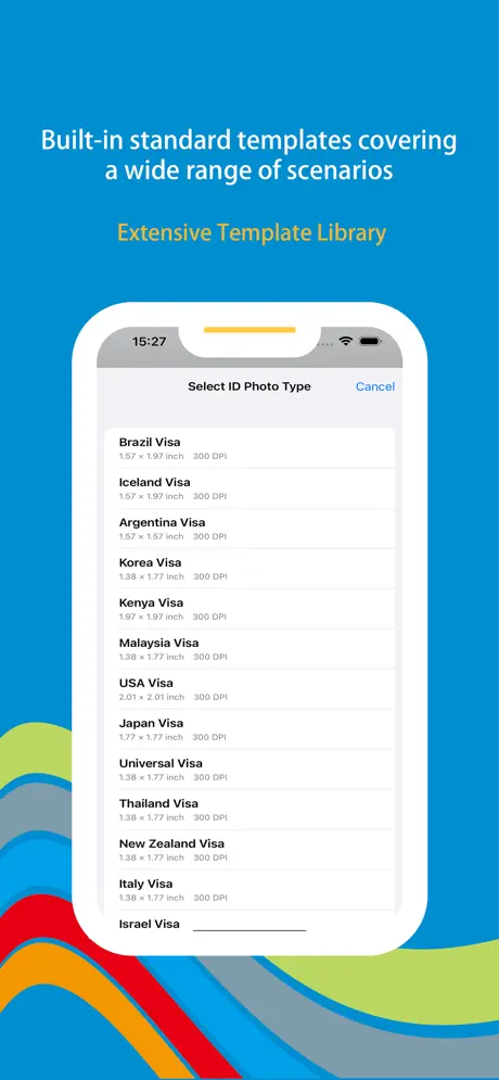 Wonder Snap screenshot 2 — template or size selection