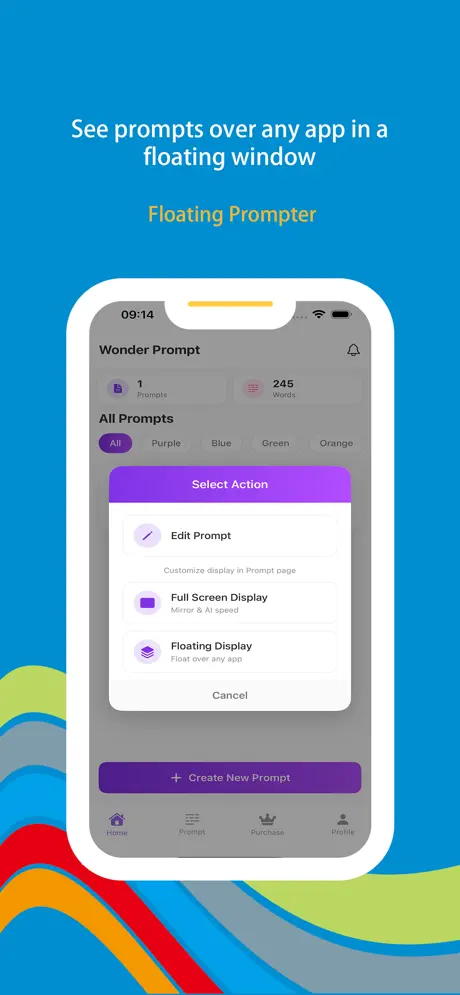 Wonder Prompt - Teleprompter iOS app screenshot