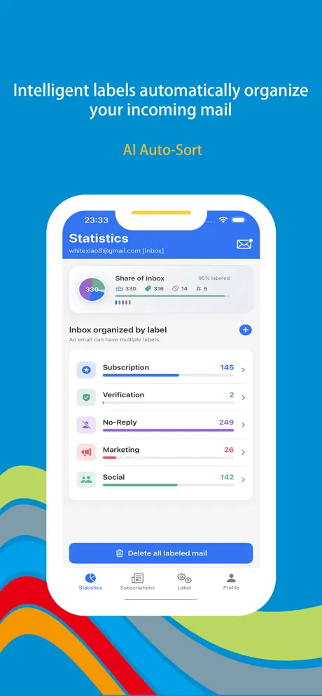 Wonder Mail - Inbox Cleaner iOS app screenshot