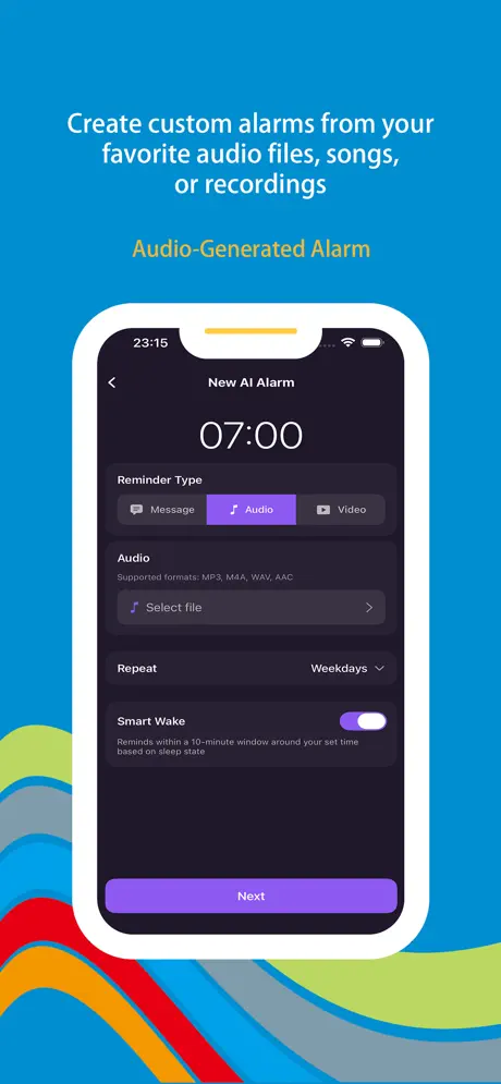 Wonder Alarm screenshot 3 - text-to-speech and personalized voice alarm options